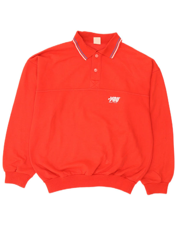 Moletom masculino vintage com gola polo Jumper grande algodão listrado vermelho