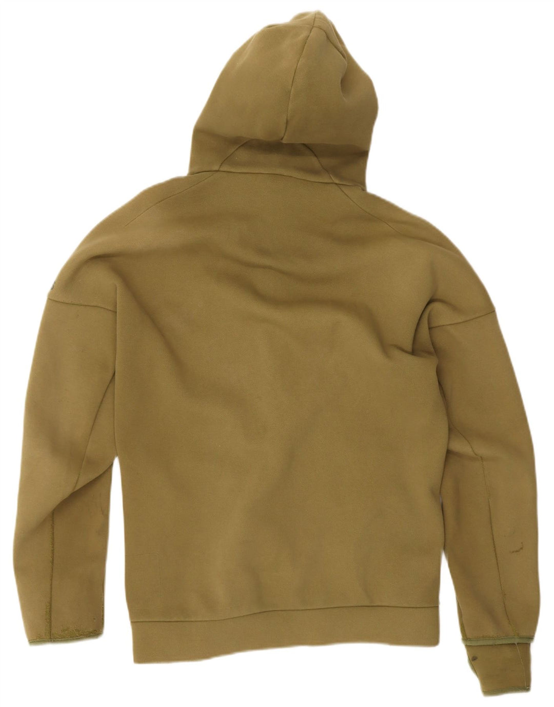 Suéter Adidas masculino com capuz e zíper gráfico grande cáqui