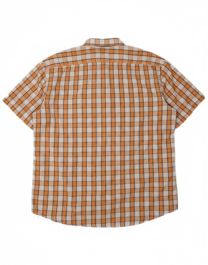 CAMEL ACTIVE Camisa masculina de manga curta de ajuste regular XL laranja xadrez algodão