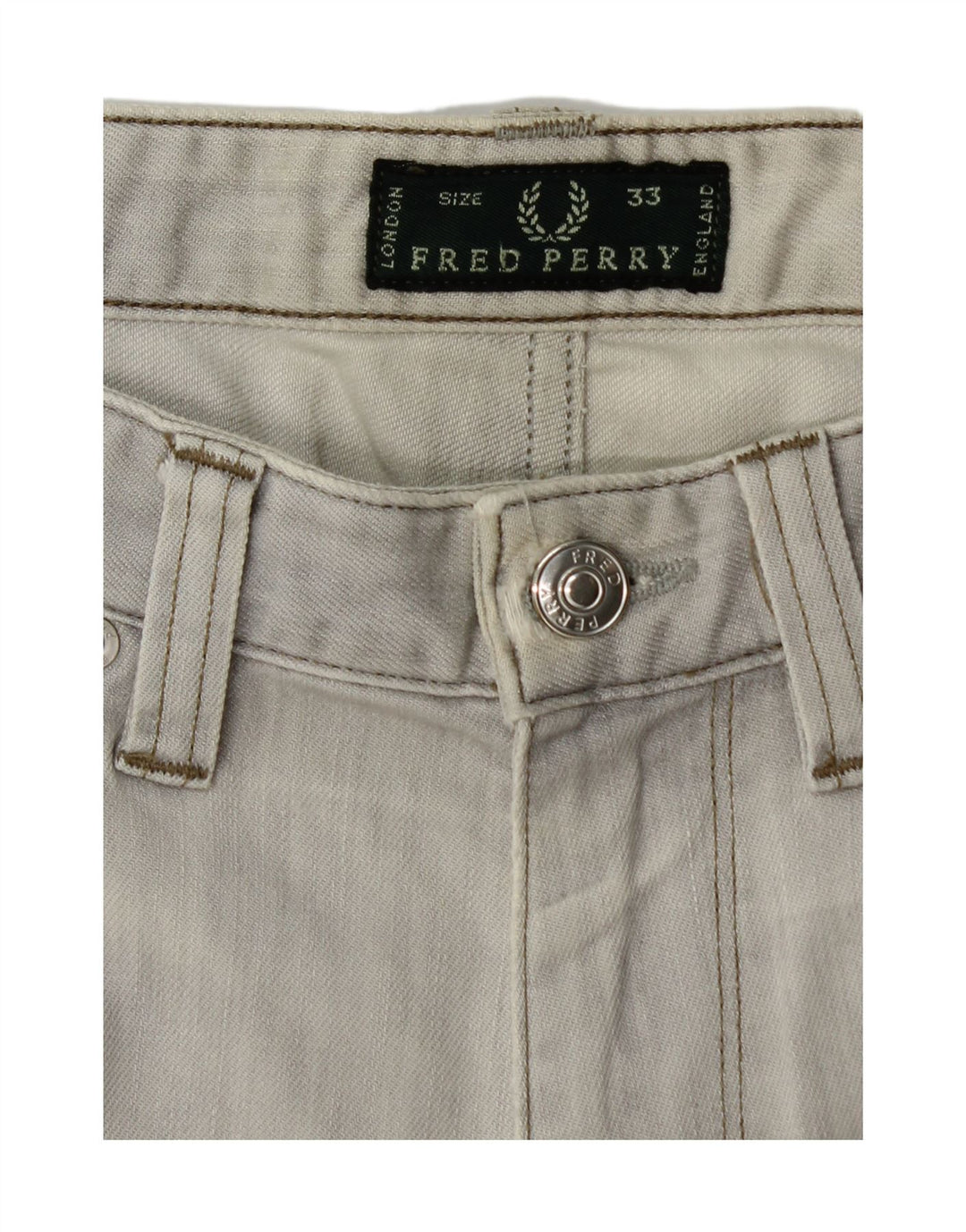 FRED PERRY Mens Jeans Slim W33 L29 Algodão Cinza