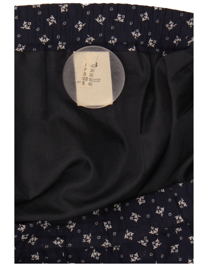 Saia feminina GVB A-Line UK 10 pequena W34 azul marinho floral poliéster