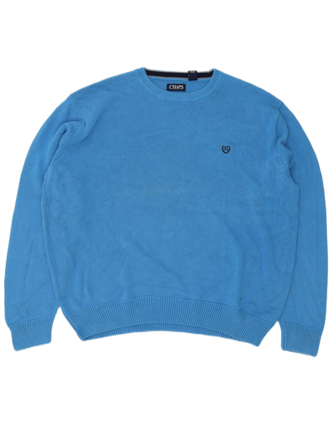 Suéter masculino Chaps com gola redonda 2XL algodão azul