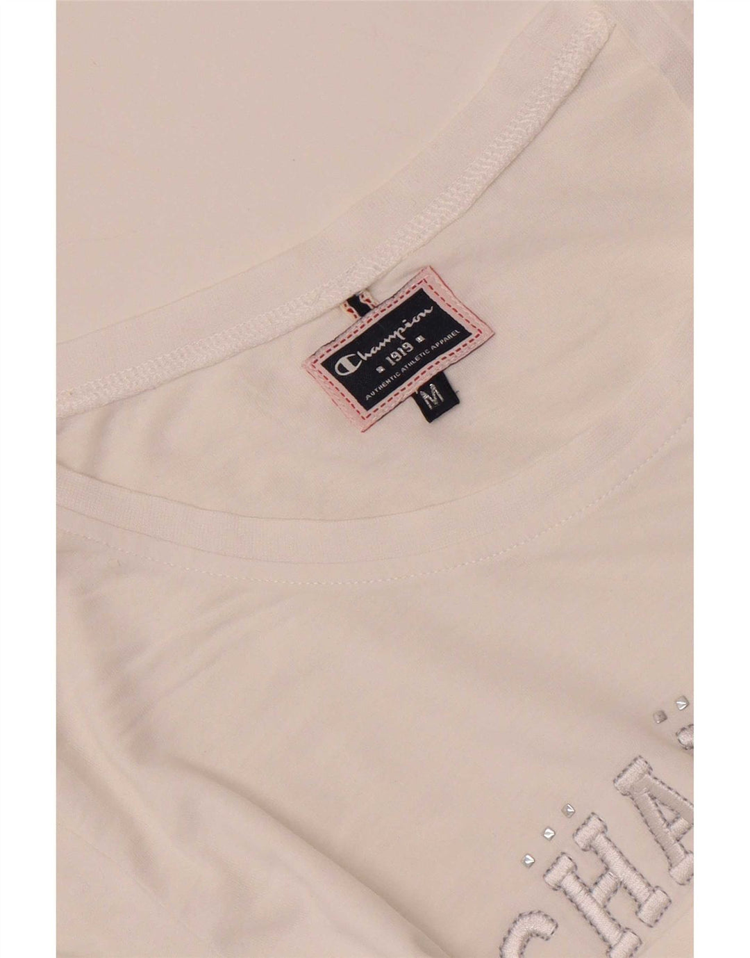 Camiseta feminina estampada Champion UK 12 médio branco