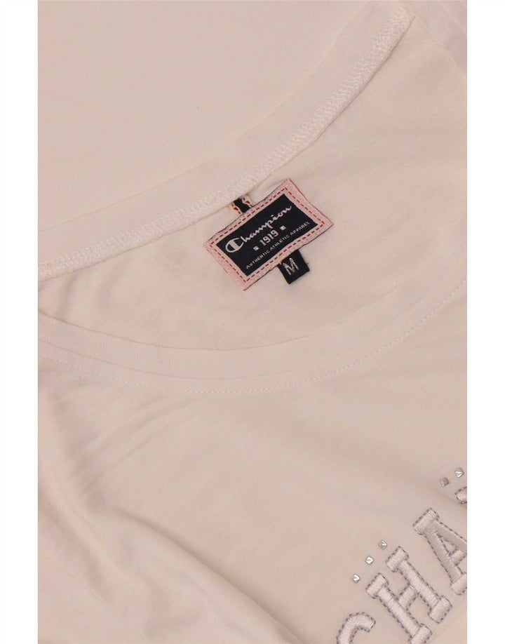 Camiseta feminina estampada Champion UK 12 médio branco