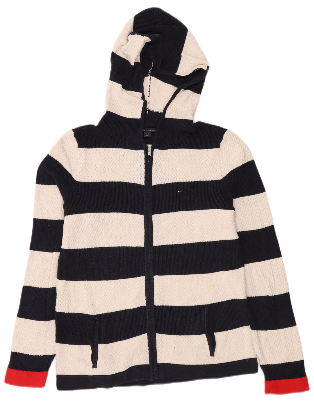 Suéter cardigã feminino TOMMY HILFIGER Reino Unido 16 grande listrado azul marinho