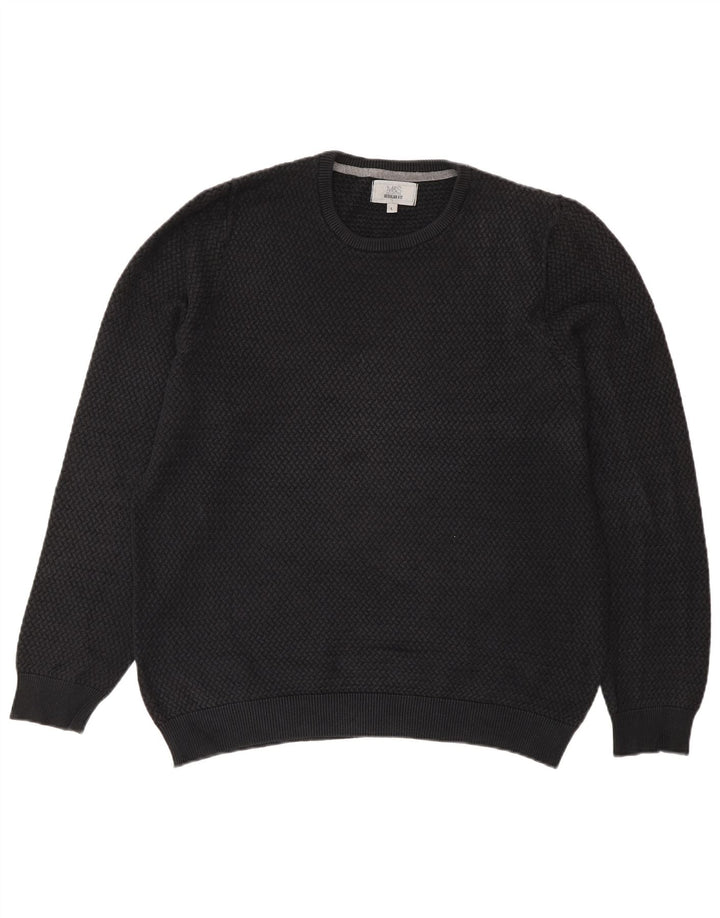 Suéter masculino Marks & Spencer de ajuste regular com gola redonda grande preto