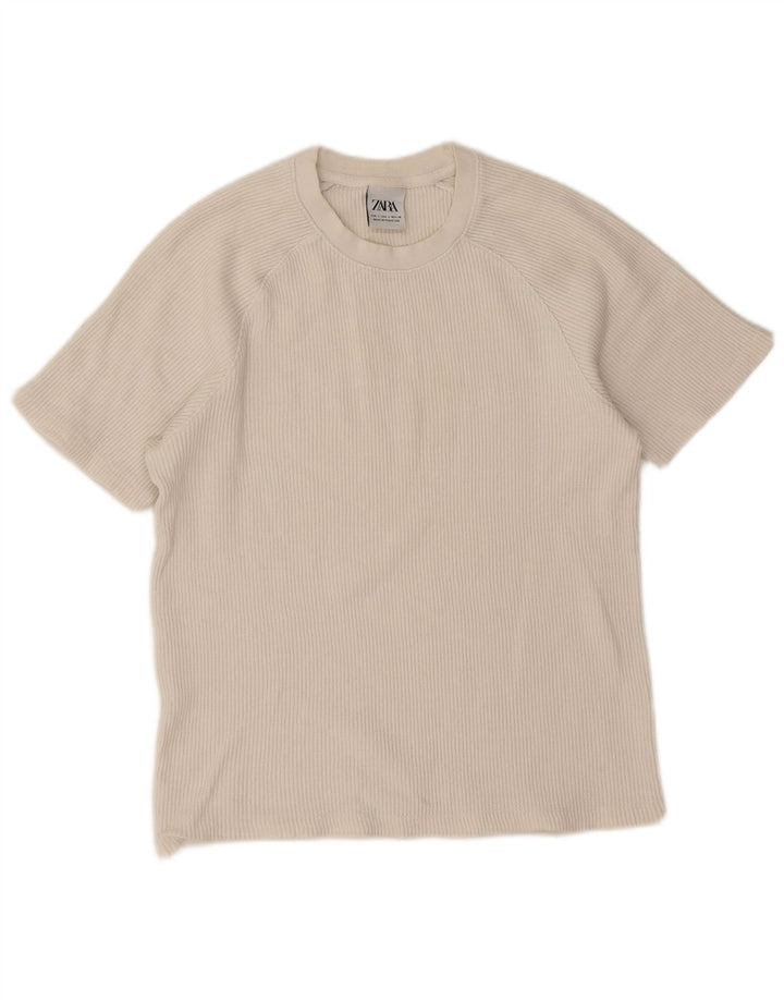 Camiseta feminina grande Zara UK 10 algodão branco pequeno