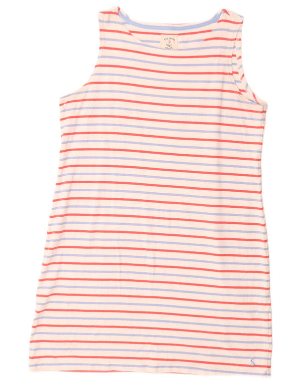 JOULES Vestido camiseta feminino sem mangas Reino Unido 16 grande algodão listrado branco