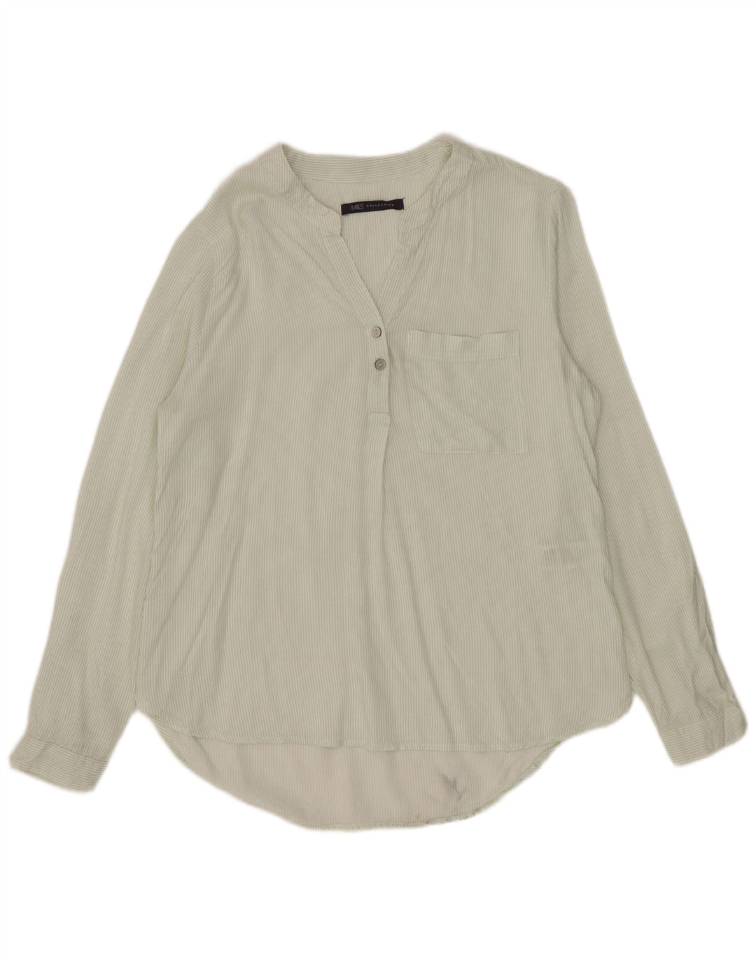 Pulôver feminino Marks & Spencer UK 6 XS verde risca de giz viscose
