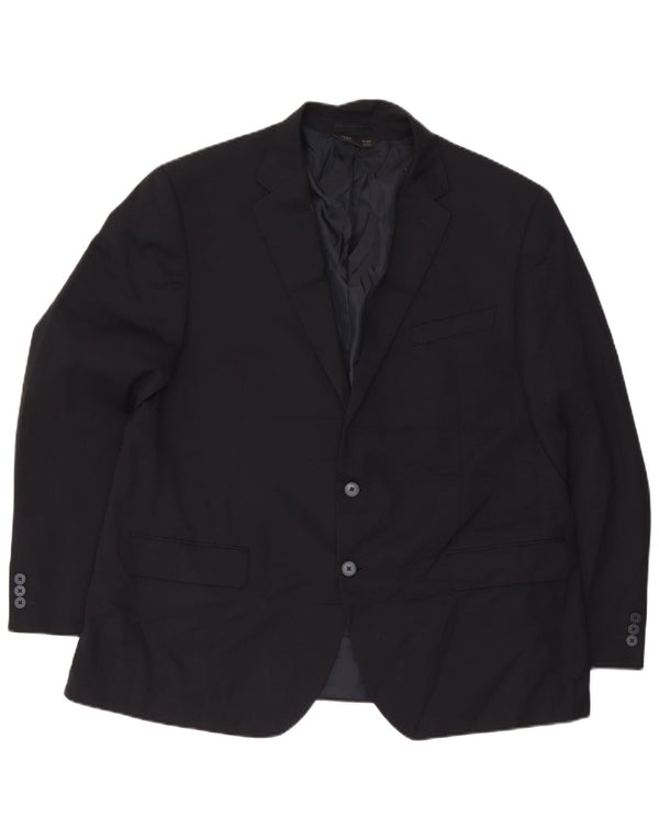Jaqueta blazer masculina de 2 botões Marks & Spencer Reino Unido 48 4XL azul marinho poliéster