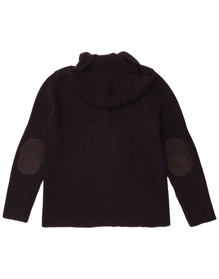 Suéter masculino Trussardi com capuz e gola redonda de lã azul marinho médio