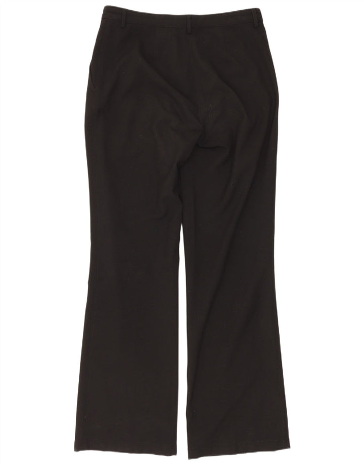 Calça feminina casual Armani Bootcut Reino Unido 12 médio W28 L30 poliéster preto