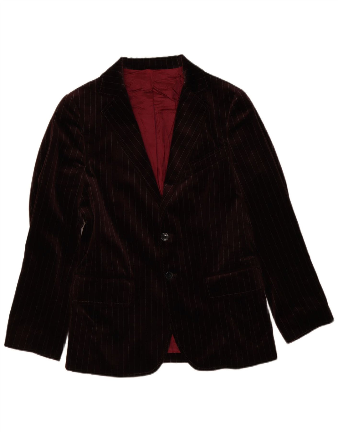 Jaqueta blazer masculina vintage de veludo com 2 botões Reino Unido 38 Médio Borgonha