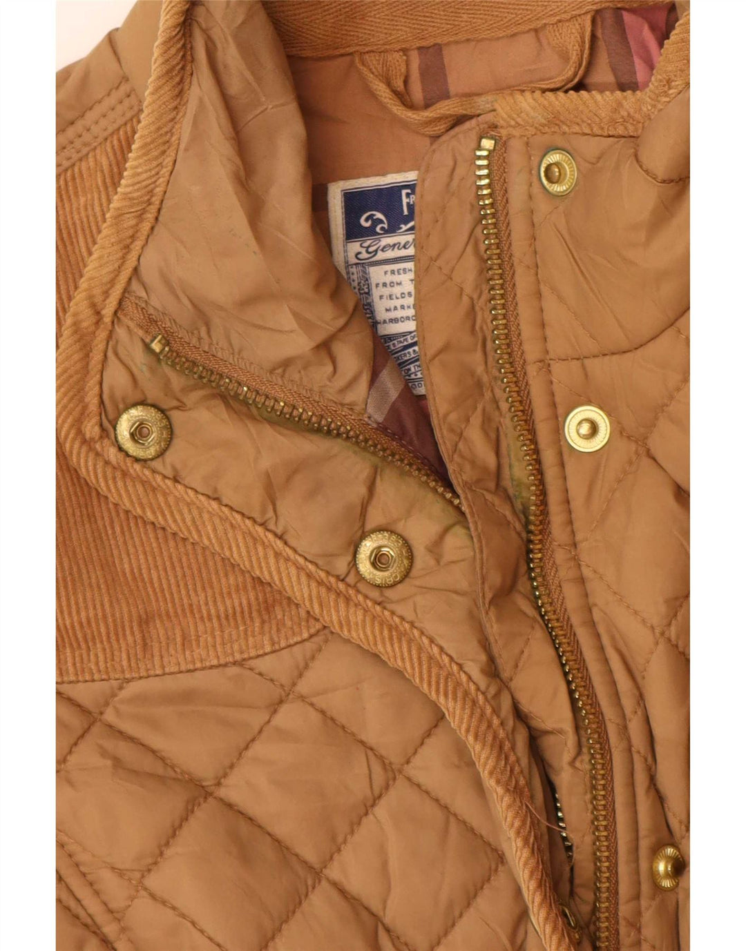 Jaqueta acolchoada feminina Joules UK 8 pequena poliamida bege