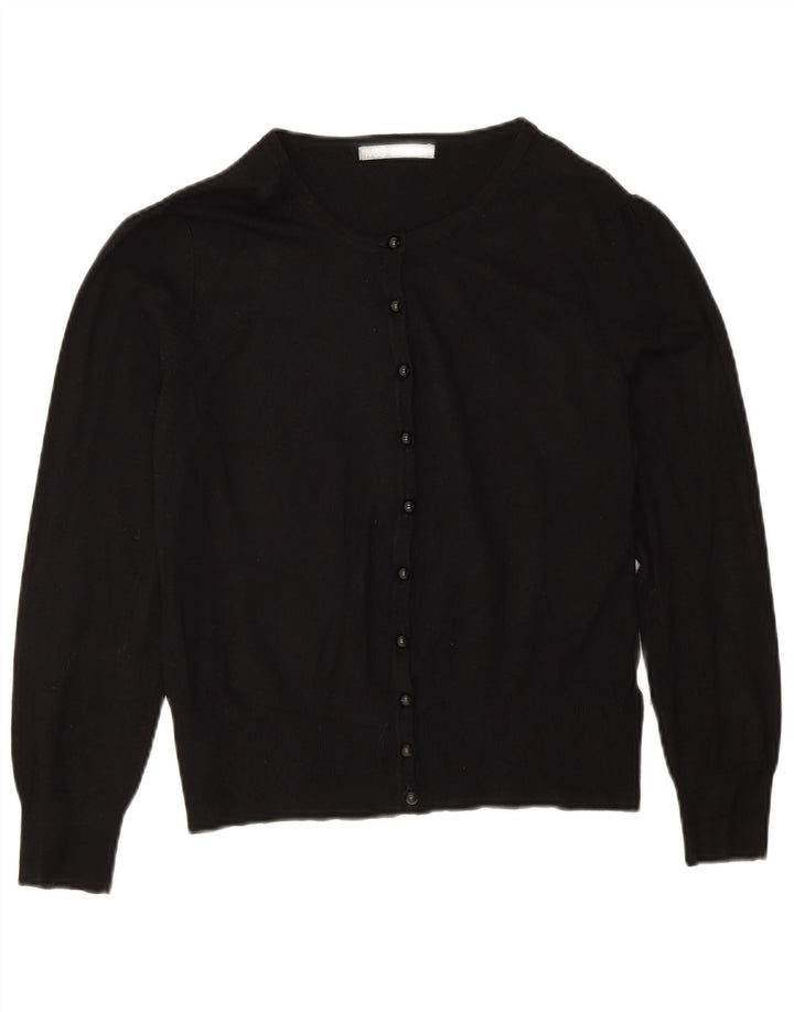 Suéter cardigã feminino Marks & Spencer UK 14 grande viscose preta