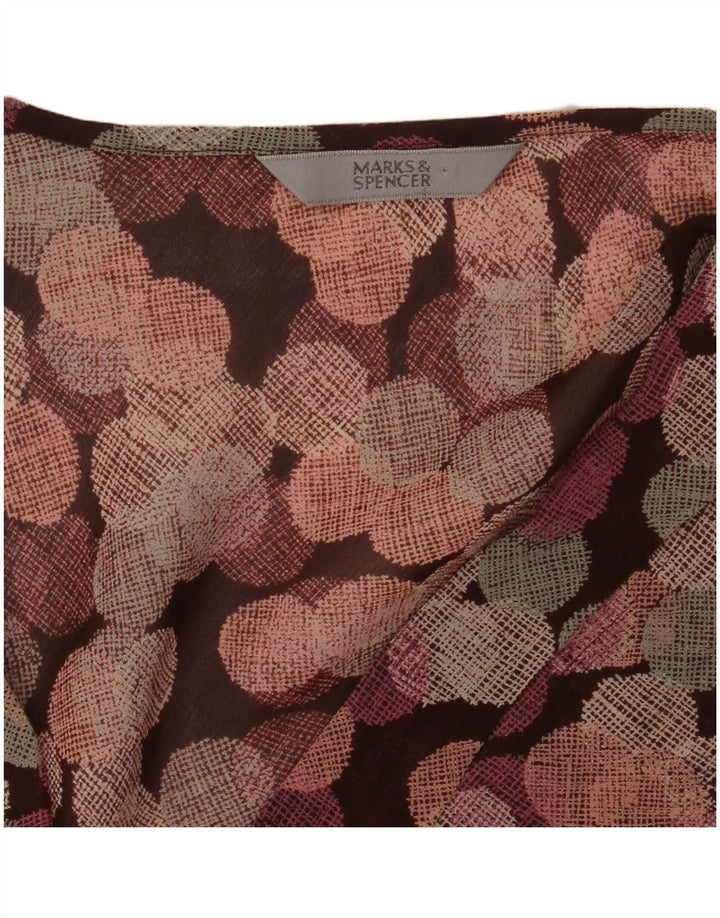 Blusa feminina sem mangas MARKS & SPENCER Top UK 12 Médio Roxo Geométrico