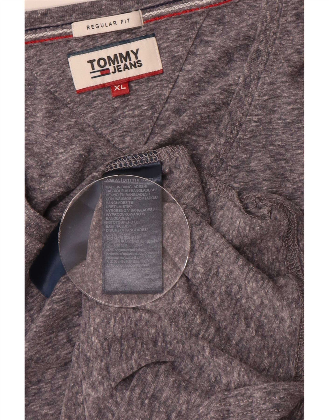 Camiseta masculina Tommy Hilfiger Regular Fit Top XL poliéster manchado cinza