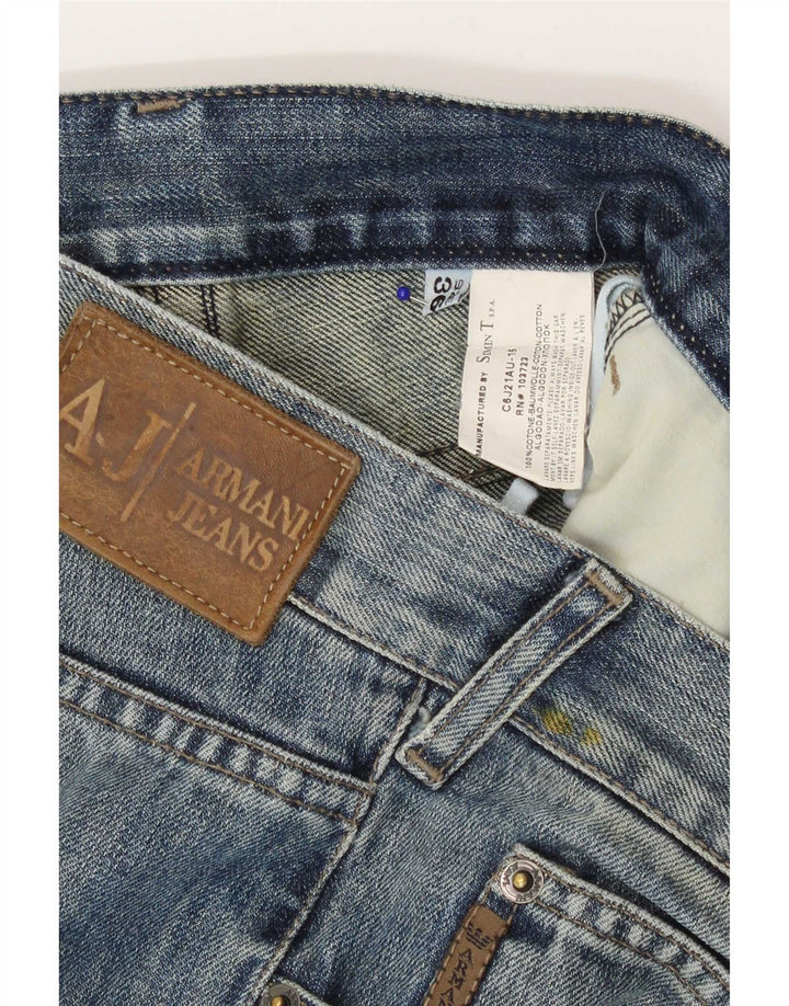 Calça jeans reta masculina Armani desgastada W36 L30 algodão azul