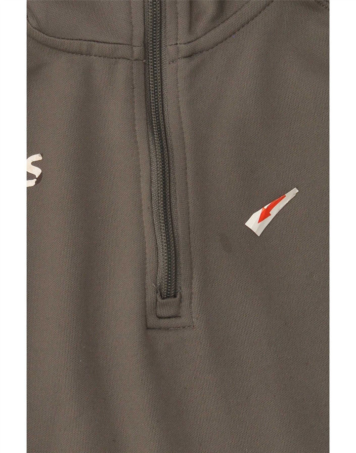Asics Mens Zip Neck Pullover Treino Top Grande Cinza Colourblock Poliéster