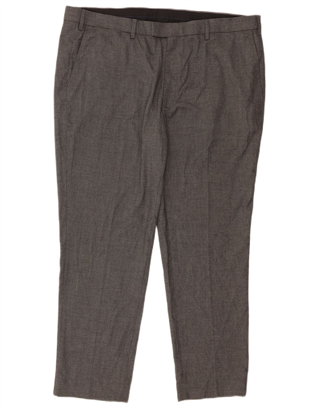 Calça masculina de terno reto Marks & Spencer sob medida W42 L28 cinza