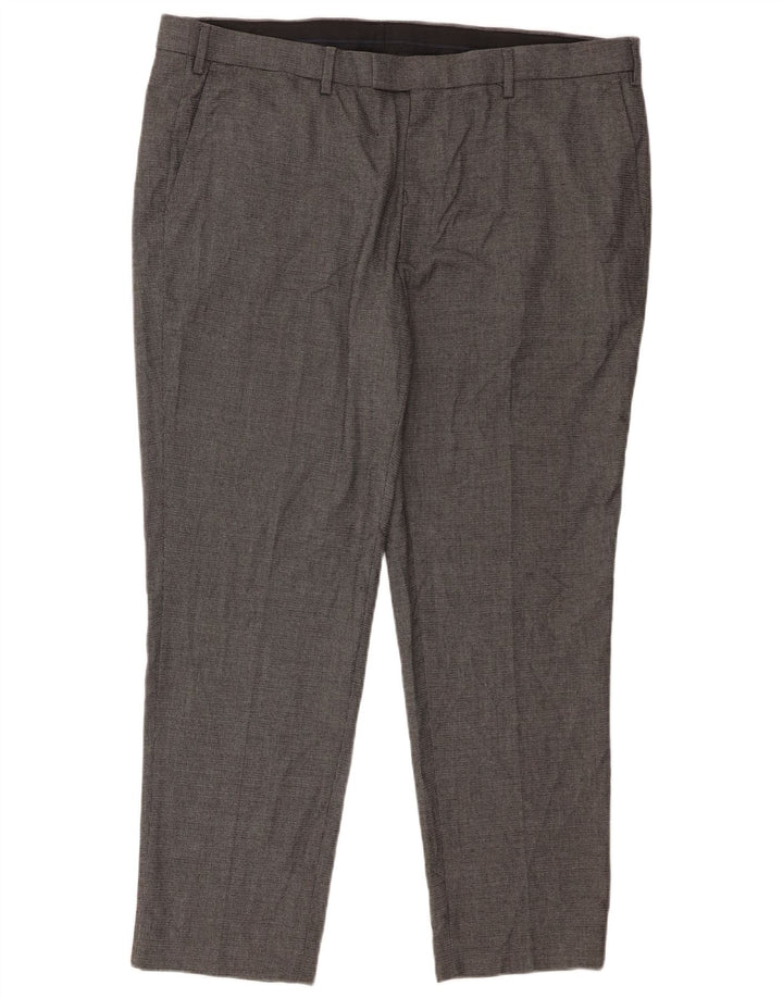 Calça masculina de terno reto Marks & Spencer sob medida W42 L28 cinza