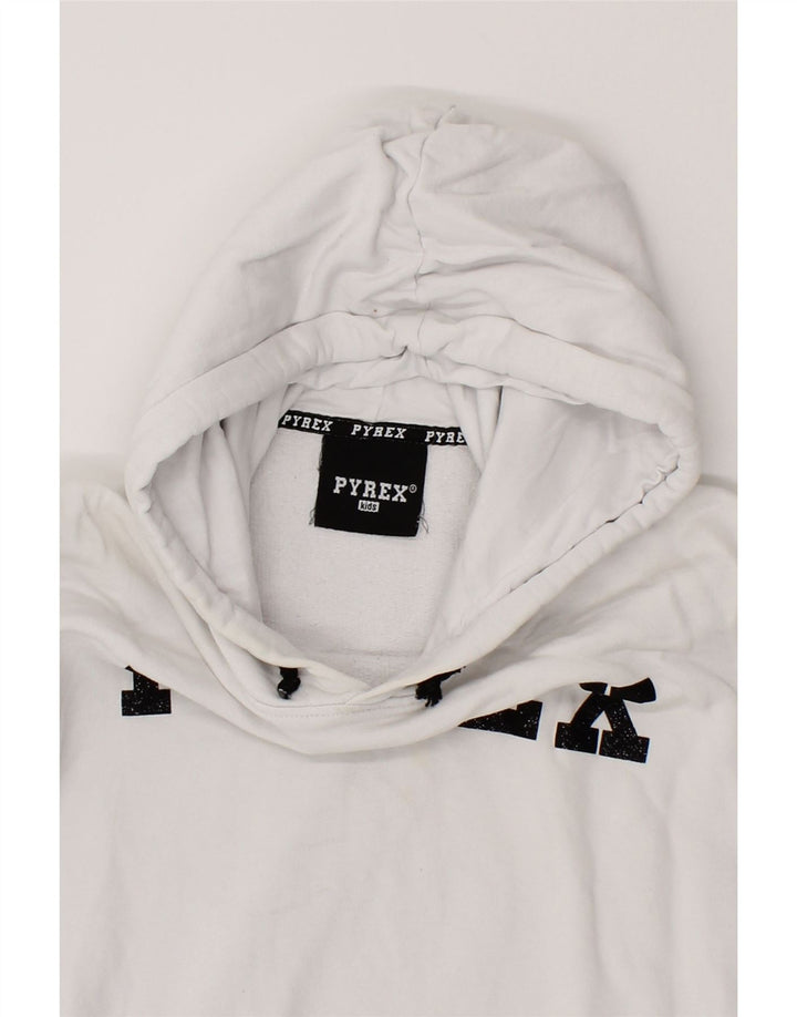 PYREX Girls Crop Graphic Hoodie Jumper 10-11 Years XL  White Cotton Vintage Pyrex and Second-Hand Pyrex from Messina Hembry 
