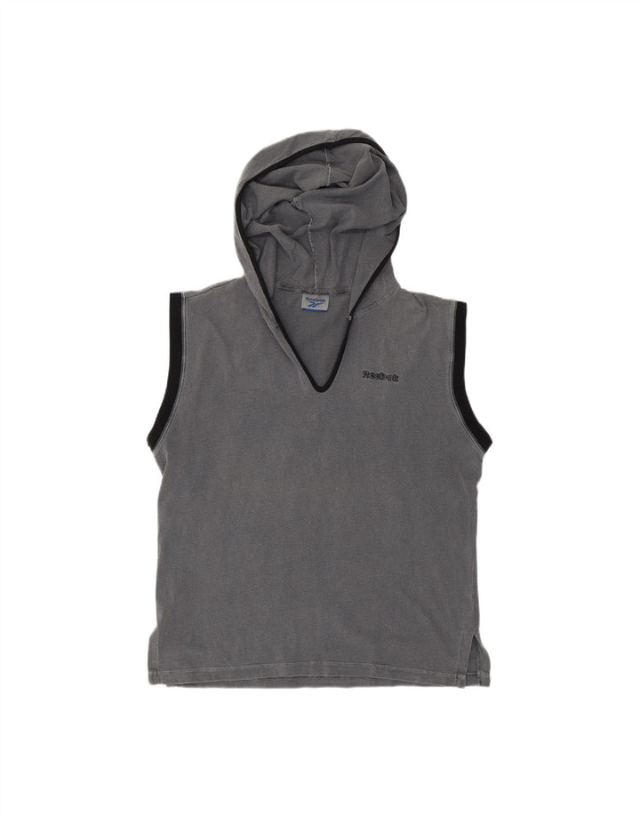 Colete feminino com capuz REEBOK UK 16 grande algodão cinza