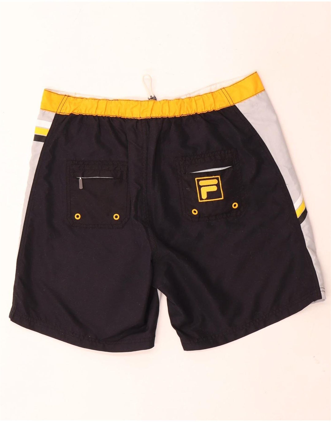 Fila Mens Graphic Natação Shorts Grande Cinza Colourblock Poliéster