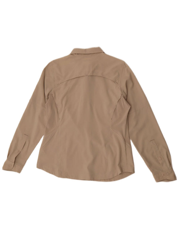 Camisa feminina Columbia Omni-Shade UK 16 grande poliéster bege