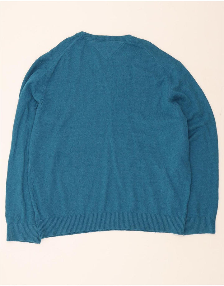TOMMY HILFIGER Mens Crew Neck Jumper Sweater 2XL Blue Cotton Vintage Tommy Hilfiger and Second-Hand Tommy Hilfiger from Messina Hembry 