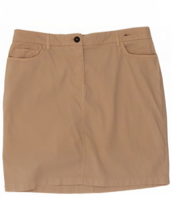 Mini saia feminina Tommy Hilfiger Reino Unido 14 grande W32 algodão bege