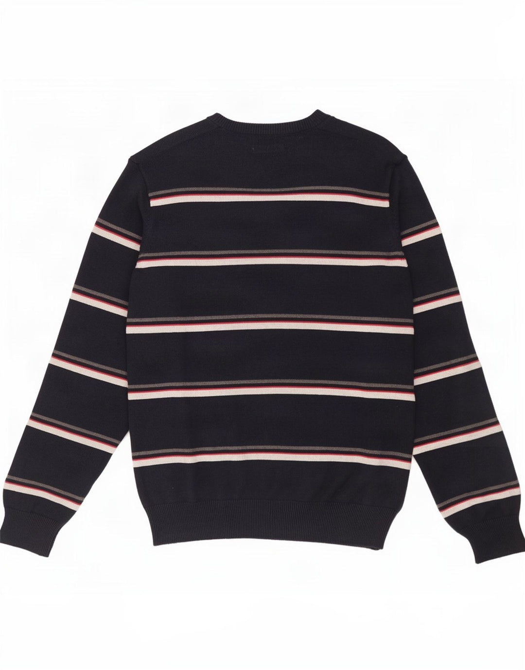 Suéter masculino Marks & Spencer Blue Harbor com decote em V listrado azul marinho médio
