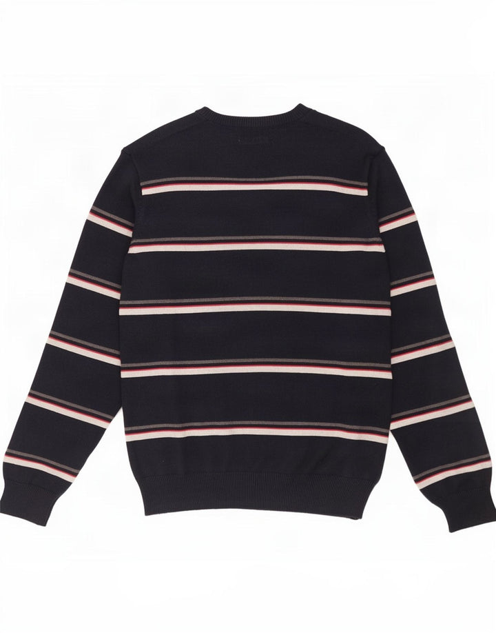 Suéter masculino Marks & Spencer Blue Harbor com decote em V listrado azul marinho médio