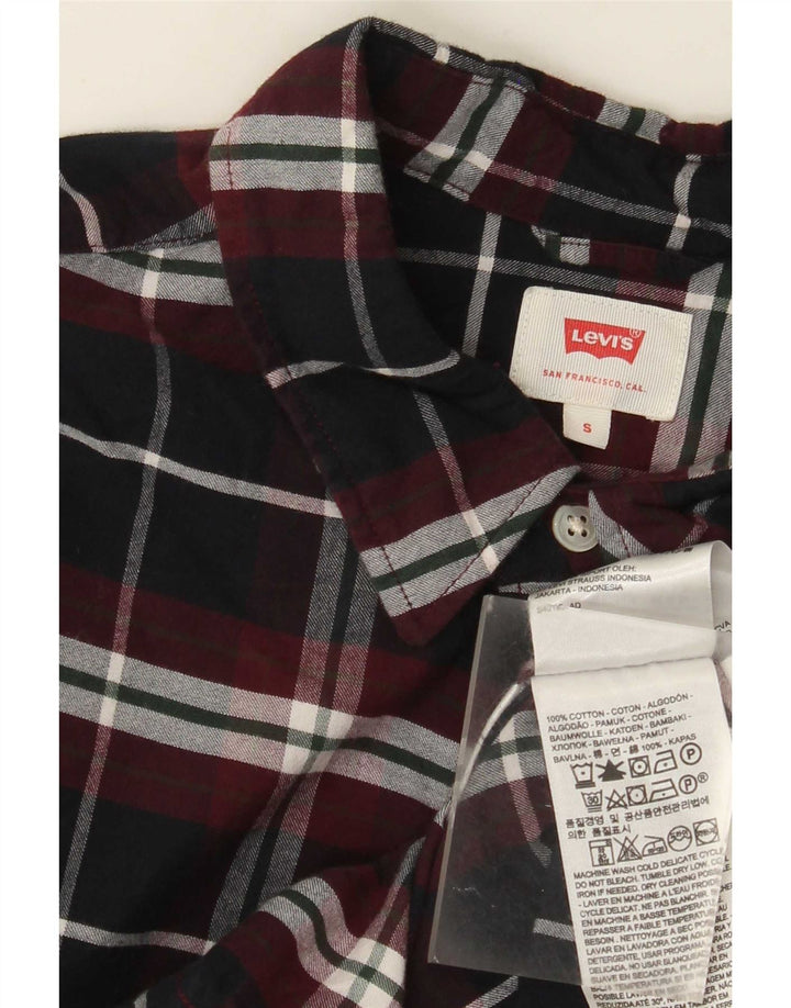 Camisa masculina de flanela Levi's pequena preta xadrez de algodão