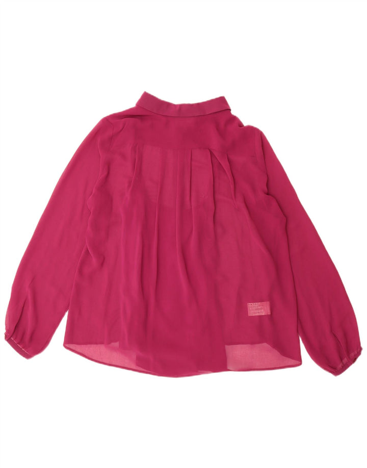 Blusa feminina Laura Ashley Reino Unido 14 grande rosa poliéster