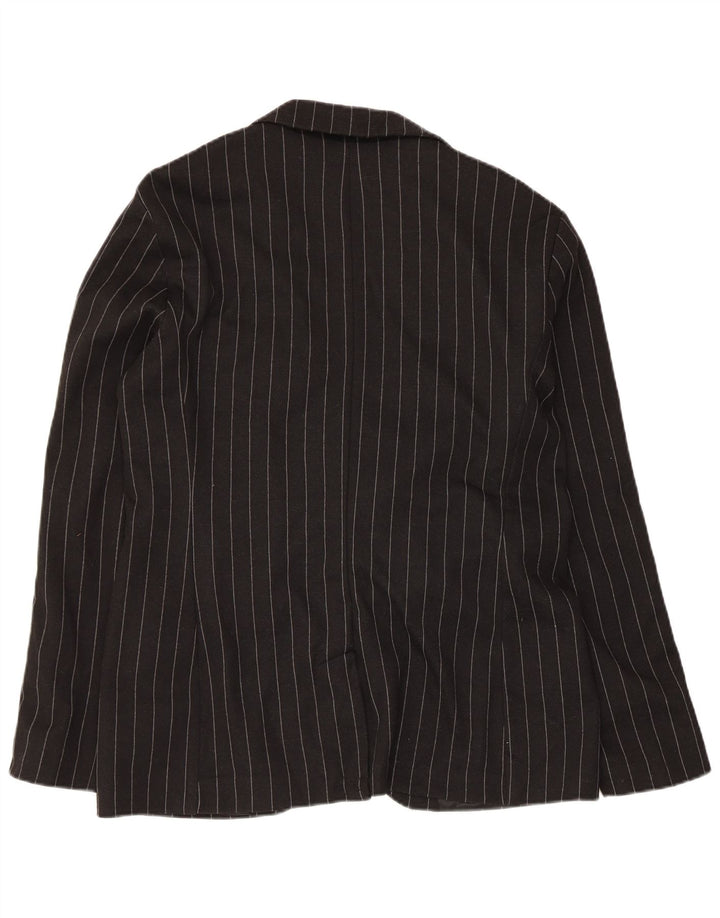 Jaqueta blazer masculina Zara com 2 botões Reino Unido 40 poliéster listrado preto grande