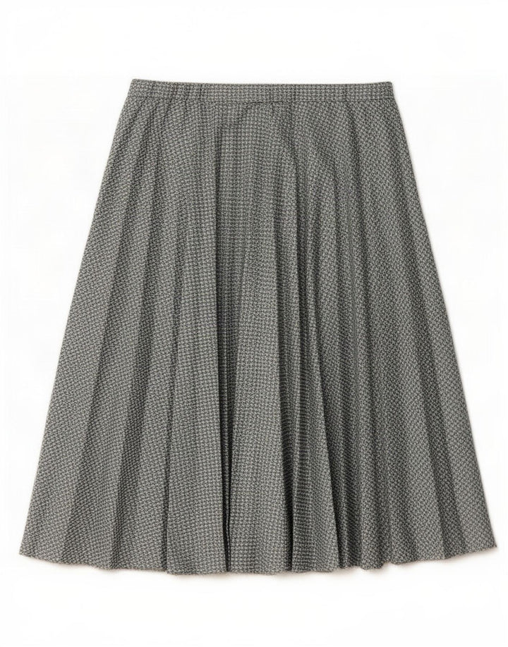 Saia plissada feminina vintage W30 Houndstooth cinza médio