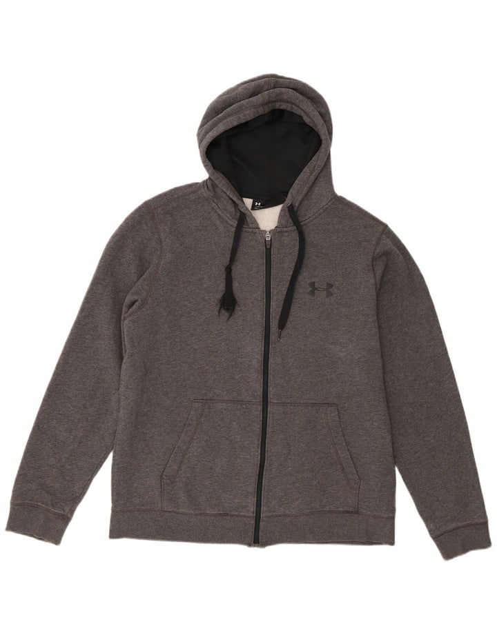 Suéter masculino Under Armour Cold Gear Zip com capuz grande cinza salpicado