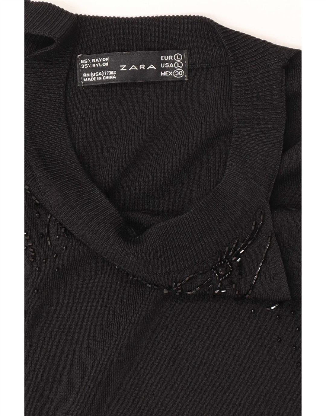 Blusa feminina sem mangas Zara Top UK 14 grande rayon preto