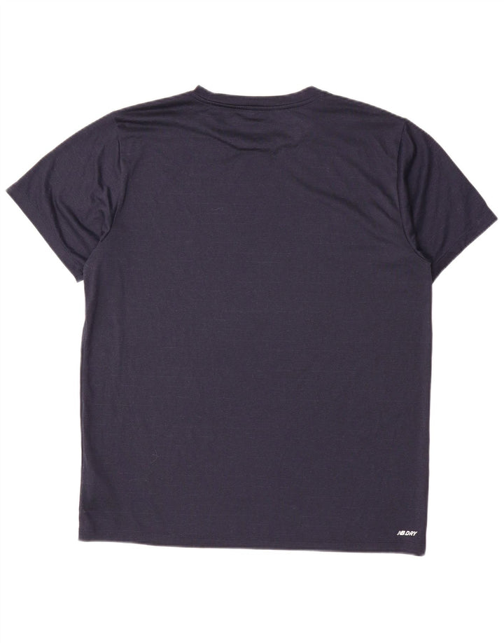 Camiseta masculina New Balance grande poliéster listrado azul marinho
