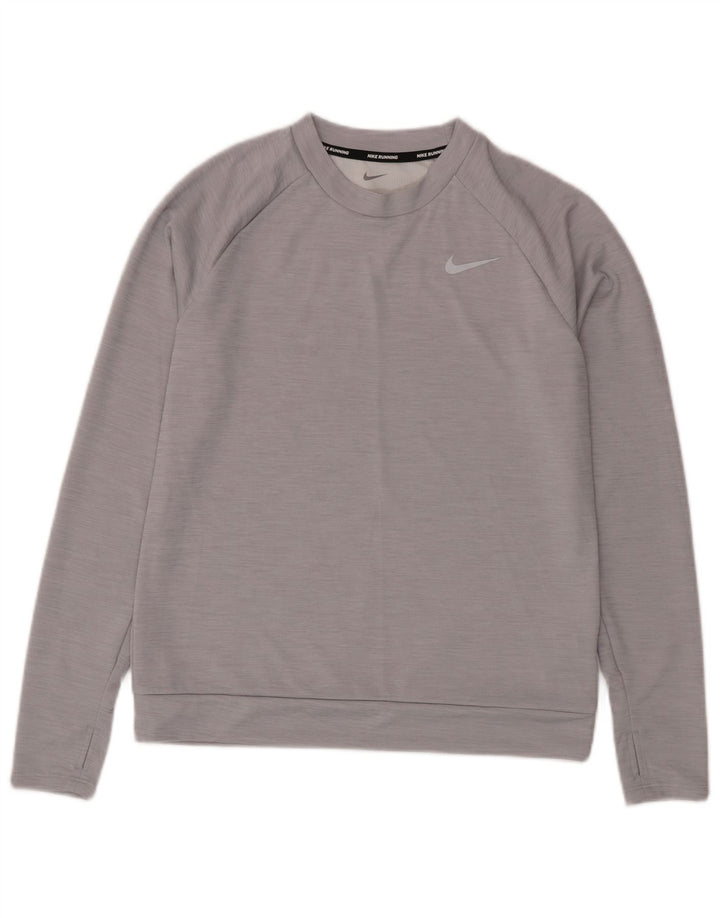 Moletom feminino Nike Jumper UK 10 pequeno poliéster manchado cinza