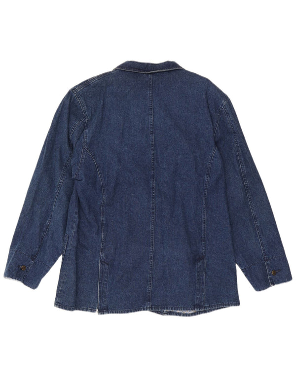 Jaqueta blazer jeans feminina Blues Club com 2 botões Reino Unido 16 grande algodão azul marinho