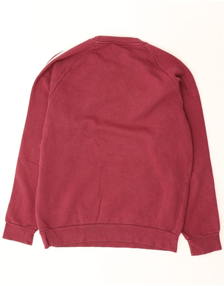 Adidas Mens Moletom Jumper Pequeno Algodão Borgonha