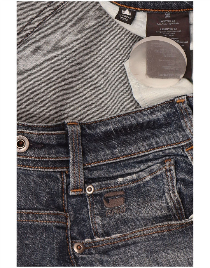 Jeans cônicos masculinos G-Star W32 L32 algodão azul marinho