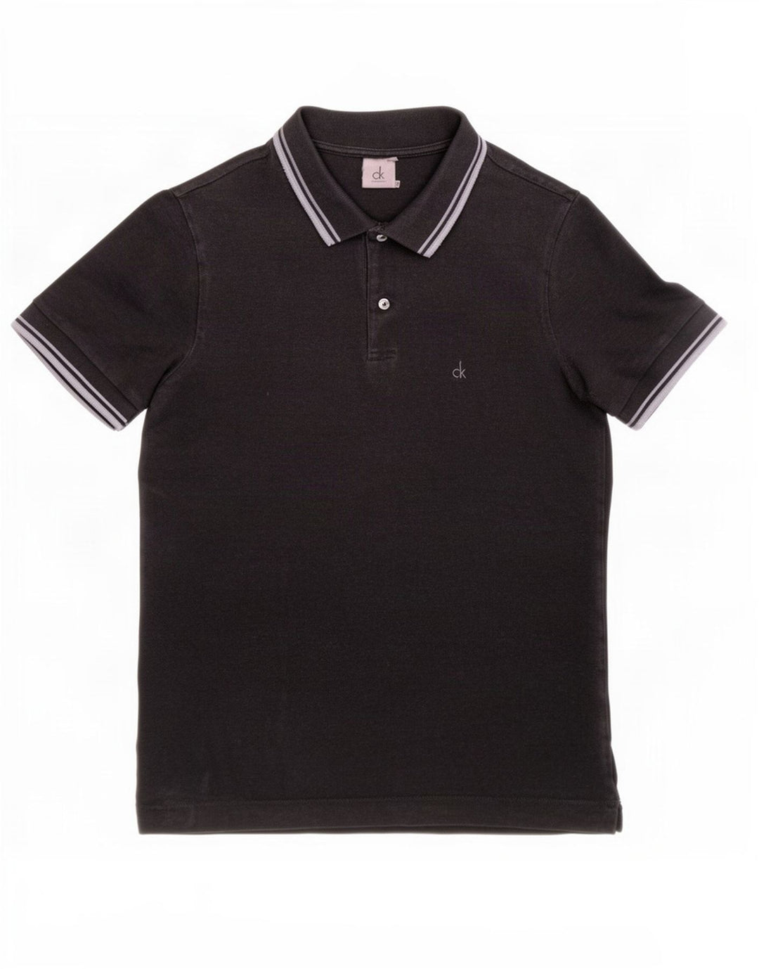 Camisa polo masculina Calvin Klein pequena listrada preta
