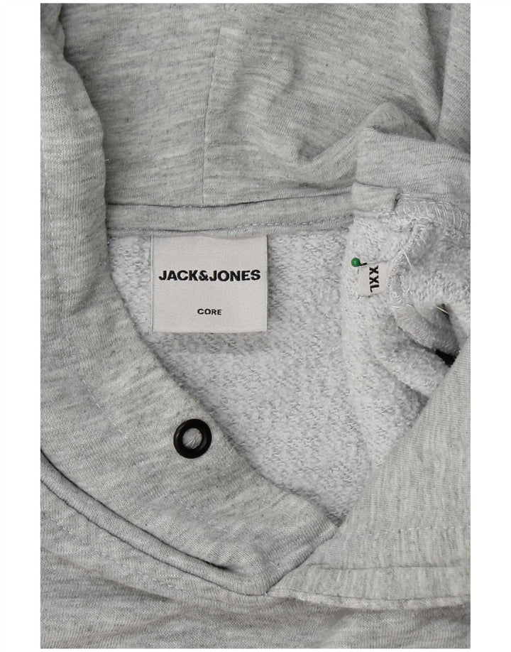 JACK & JONES moletom com capuz gráfico masculino 2XL poliéster cinza