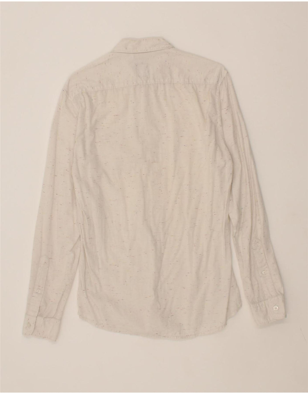 JULES Mens Slim Fit Shirt Small Off White Flecked Cotton Vintage Jules and Second-Hand Jules from Messina Hembry 