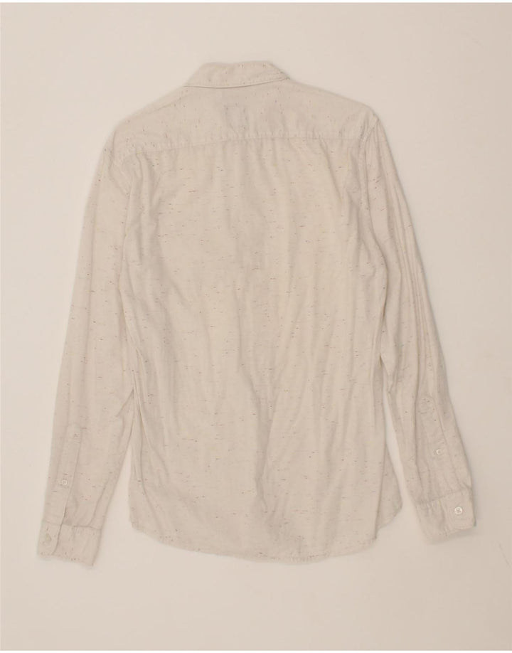 JULES Mens Slim Fit Shirt Small Off White Flecked Cotton Vintage Jules and Second-Hand Jules from Messina Hembry 