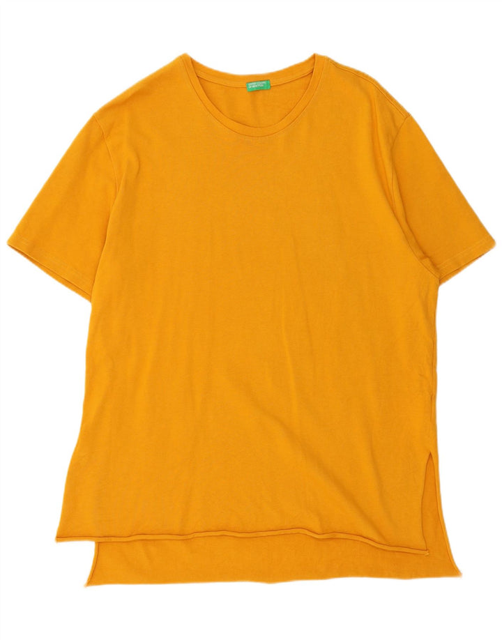 Túnica feminina Benetton UK 14 algodão amarelo médio