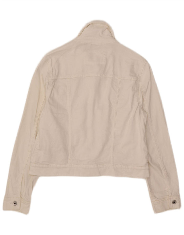 Jaqueta jeans feminina Marks & Spencer UK 12 algodão branco médio